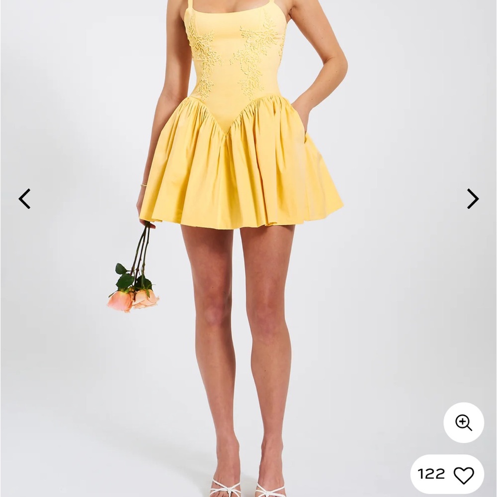 Yellow Drop Waist Corset Mini Dress